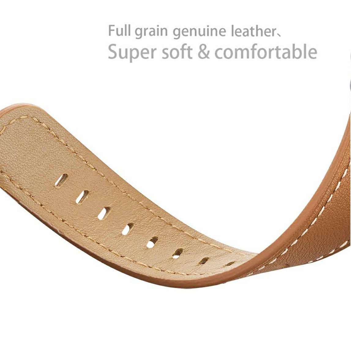 Samsung Galaxy Watch 8 44mm Armbånd i ægte læder, Cognac