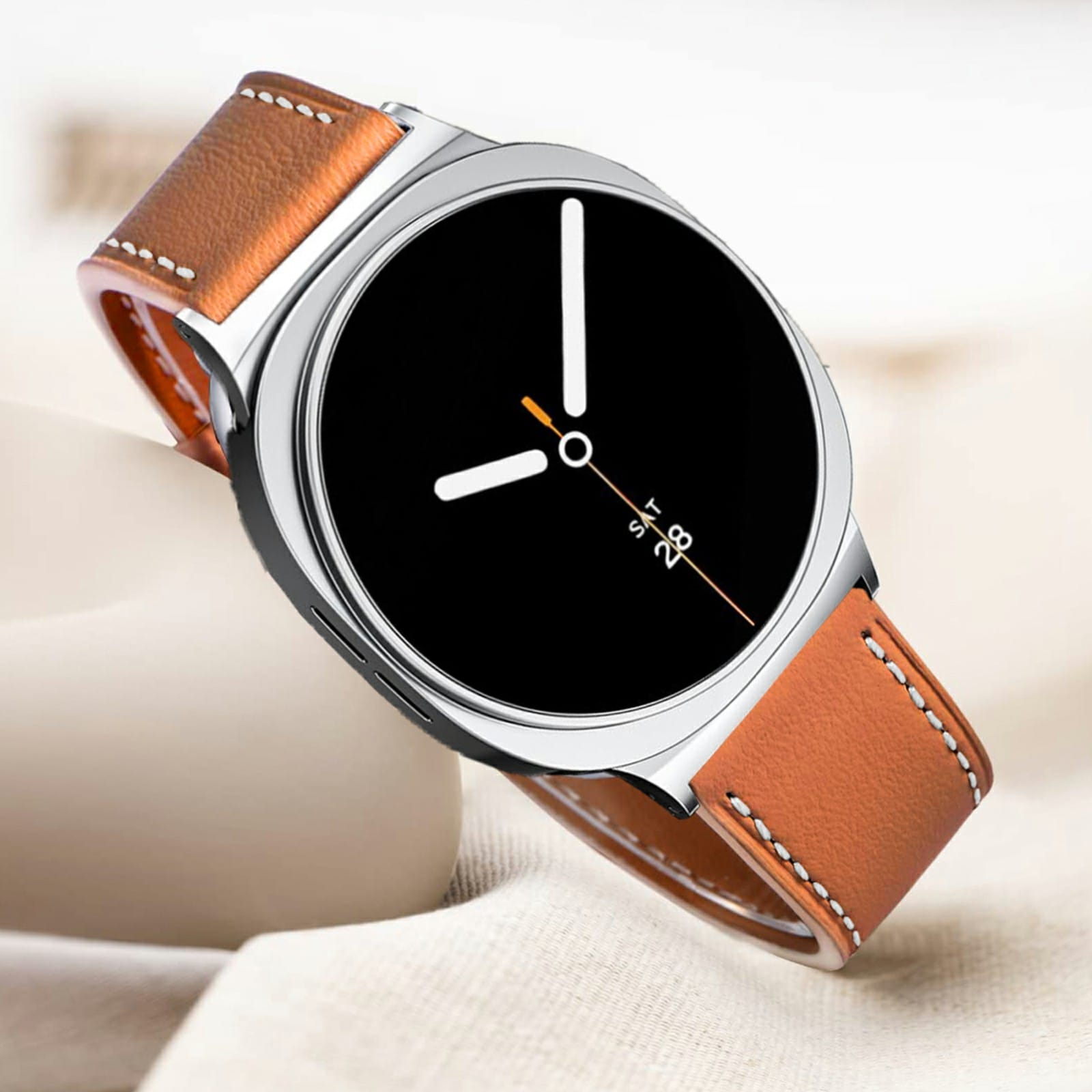 Samsung Galaxy Watch 8 44mm Armbånd i ægte læder, Cognac