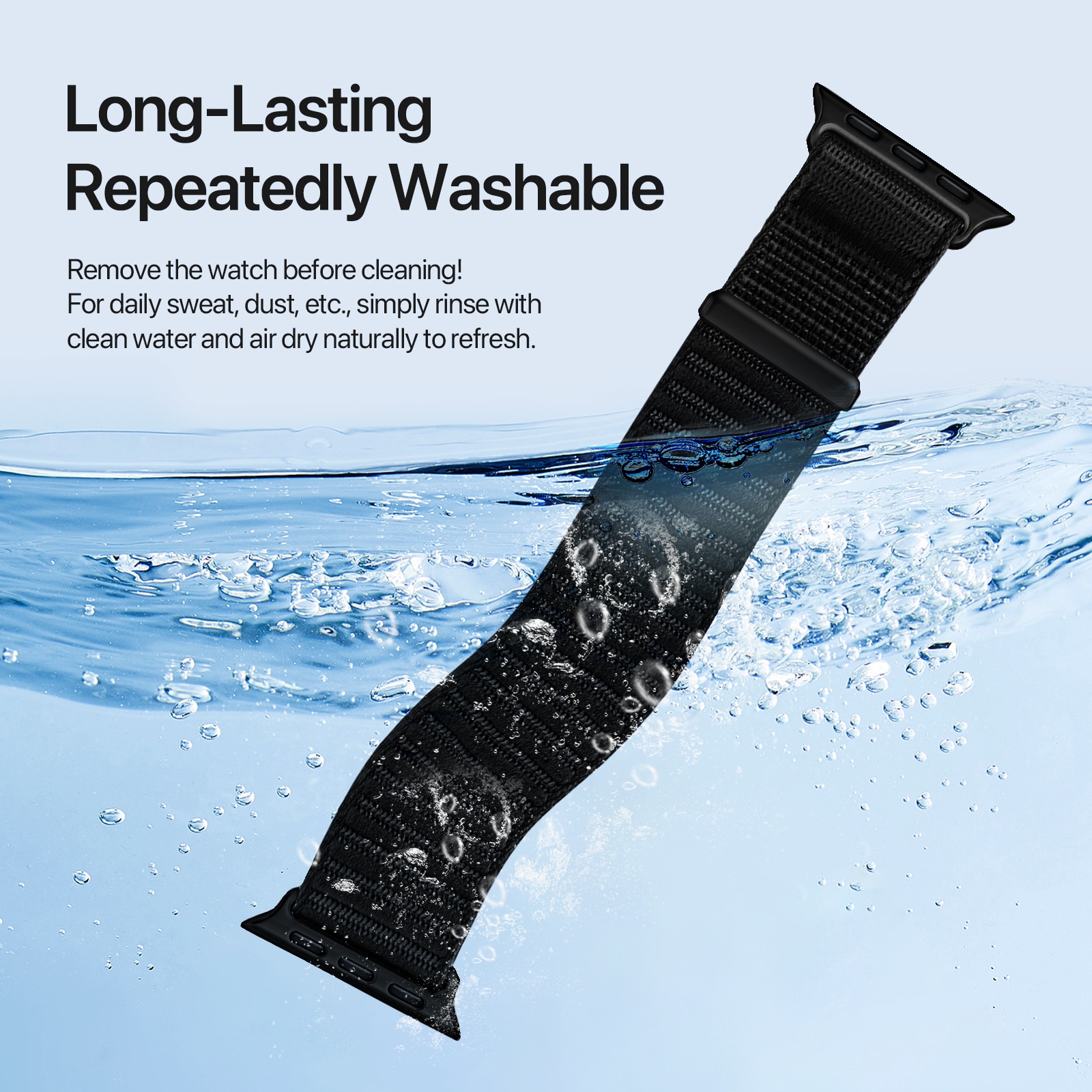 Apple Watch Series 11 42mm Nylonarmbånd, Sort