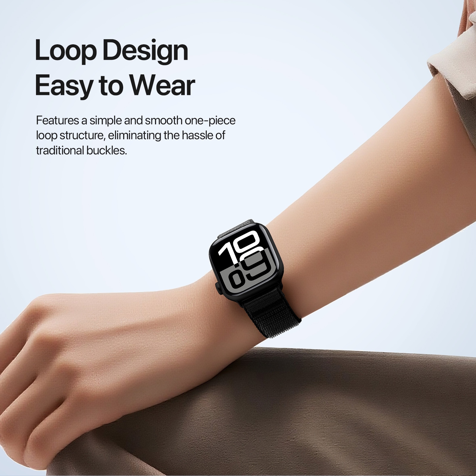 Apple Watch Series 11 42mm Nylonarmbånd, Sort