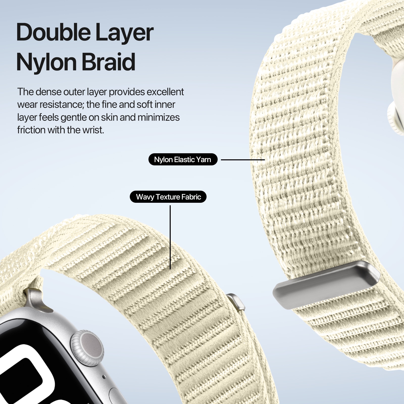 Apple Watch Series 11 42mm Nylonarmbånd, Hvid