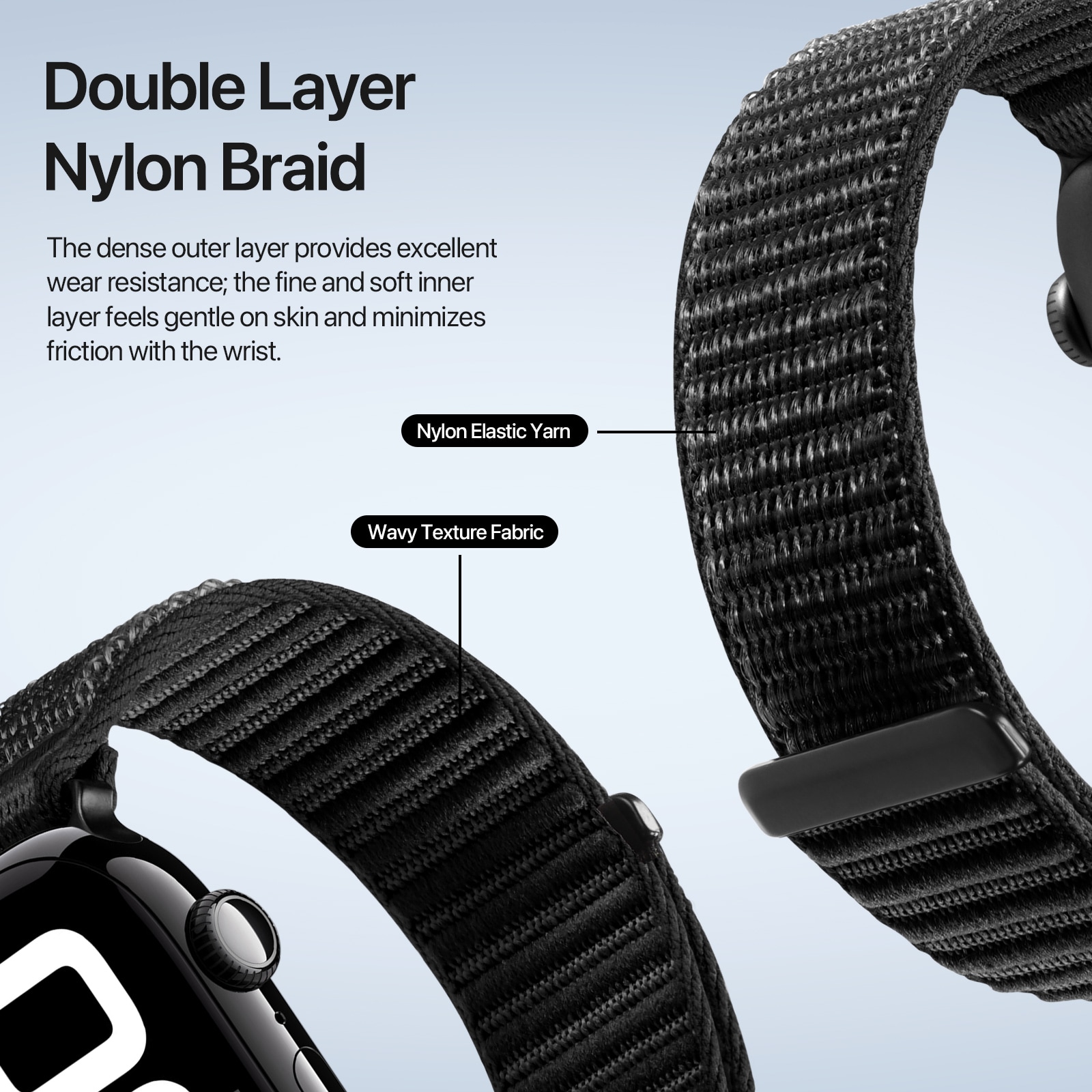 Apple Watch Series 11 46mm Nylonarmbånd, Sort