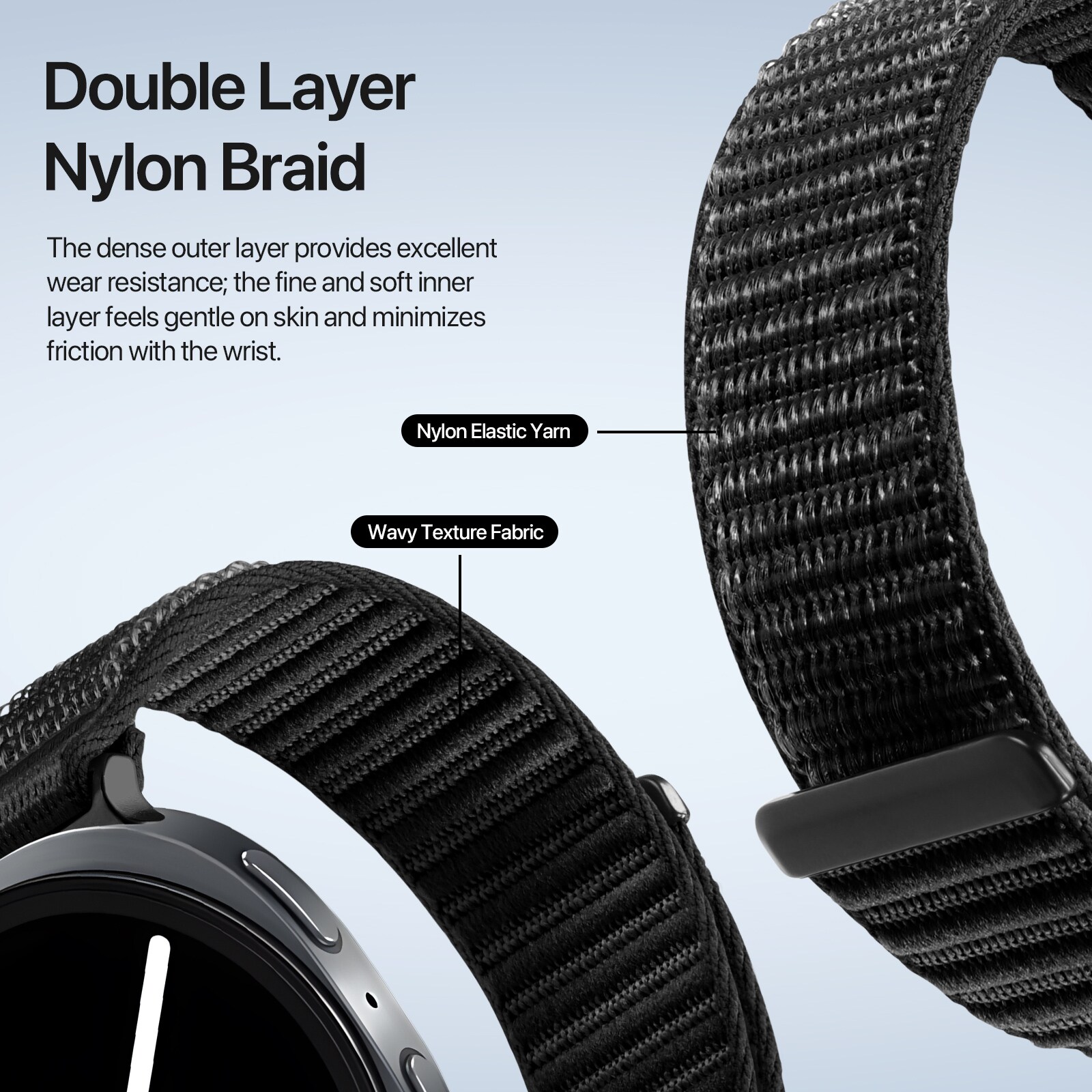 Samsung Galaxy Watch 8 40mm Nylonarmbånd, Sort