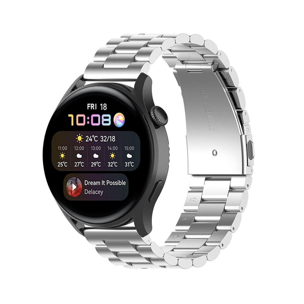 Huawei Watch 3/Watch 3 Pro Stilrent linkarmbånd i metal, Sølv