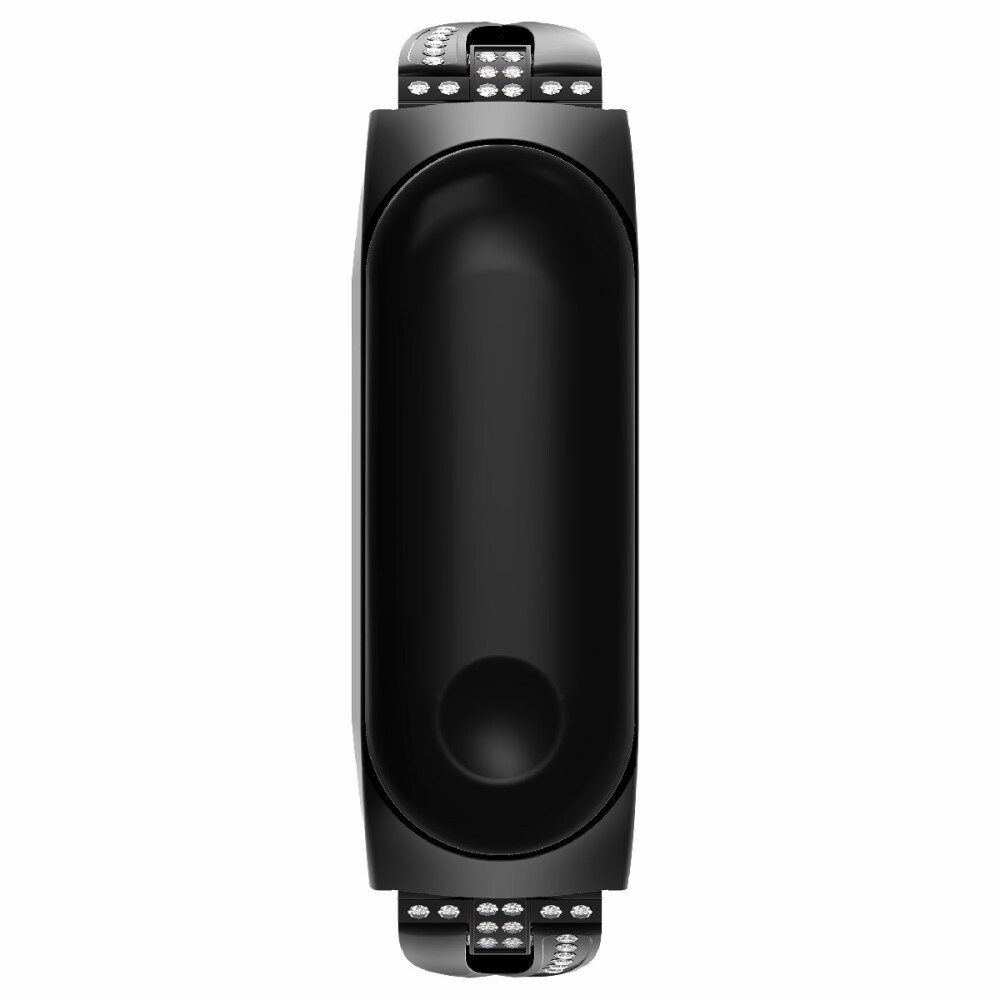 Xiaomi Mi Band 5/Mi Band 6 Smalt kædearmbånd med glitrende sten, Sort