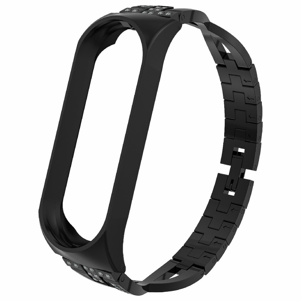 Xiaomi Mi Band 5/Mi Band 6 Smalt kædearmbånd med glitrende sten, Sort