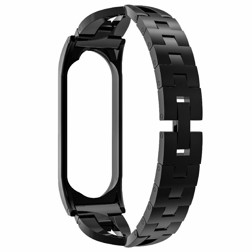 Xiaomi Mi Band 5/Mi Band 6 Smalt kædearmbånd med glitrende sten, Sort