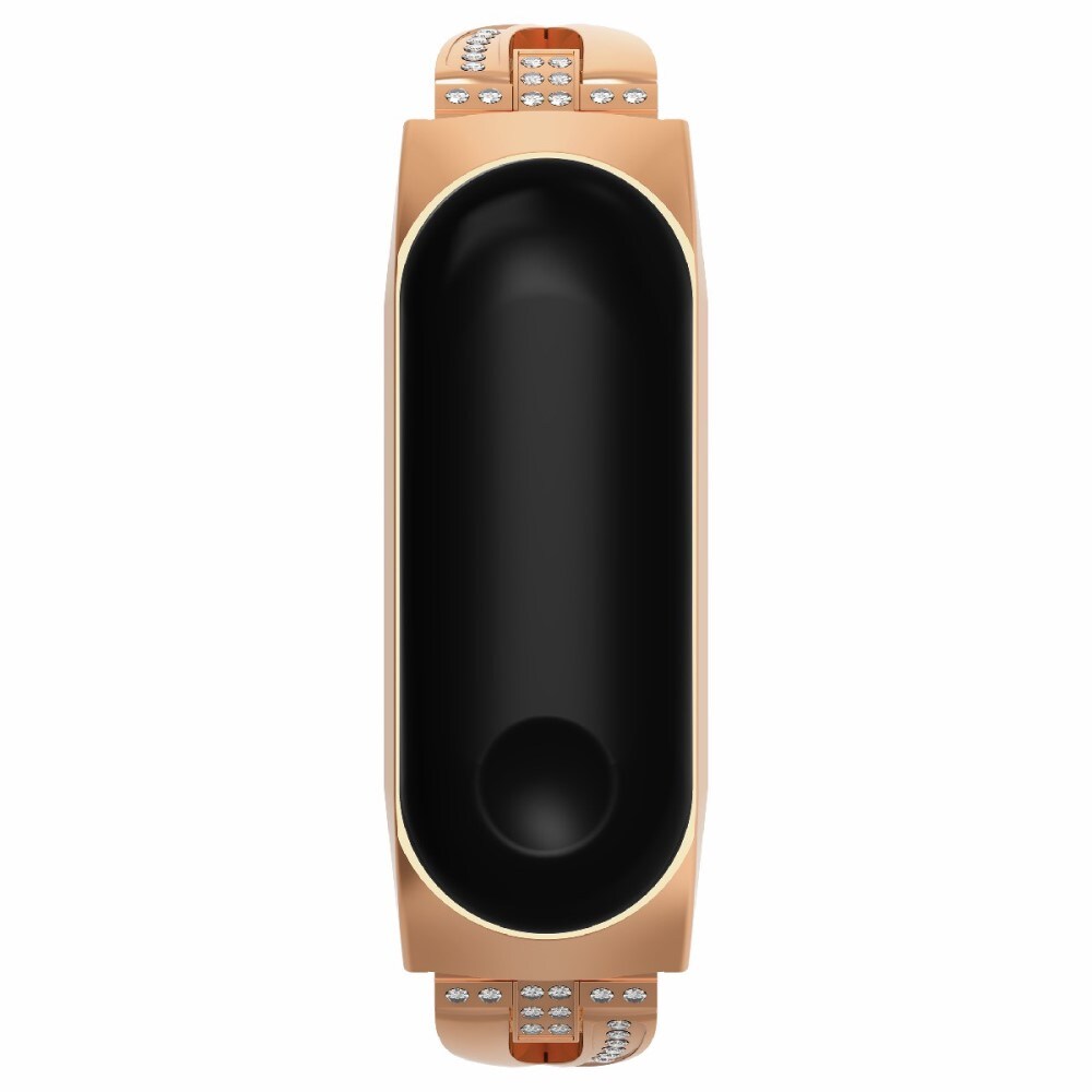 Xiaomi Mi Band 5/Mi Band 6 Smalt kædearmbånd med glitrende sten, Rose guld