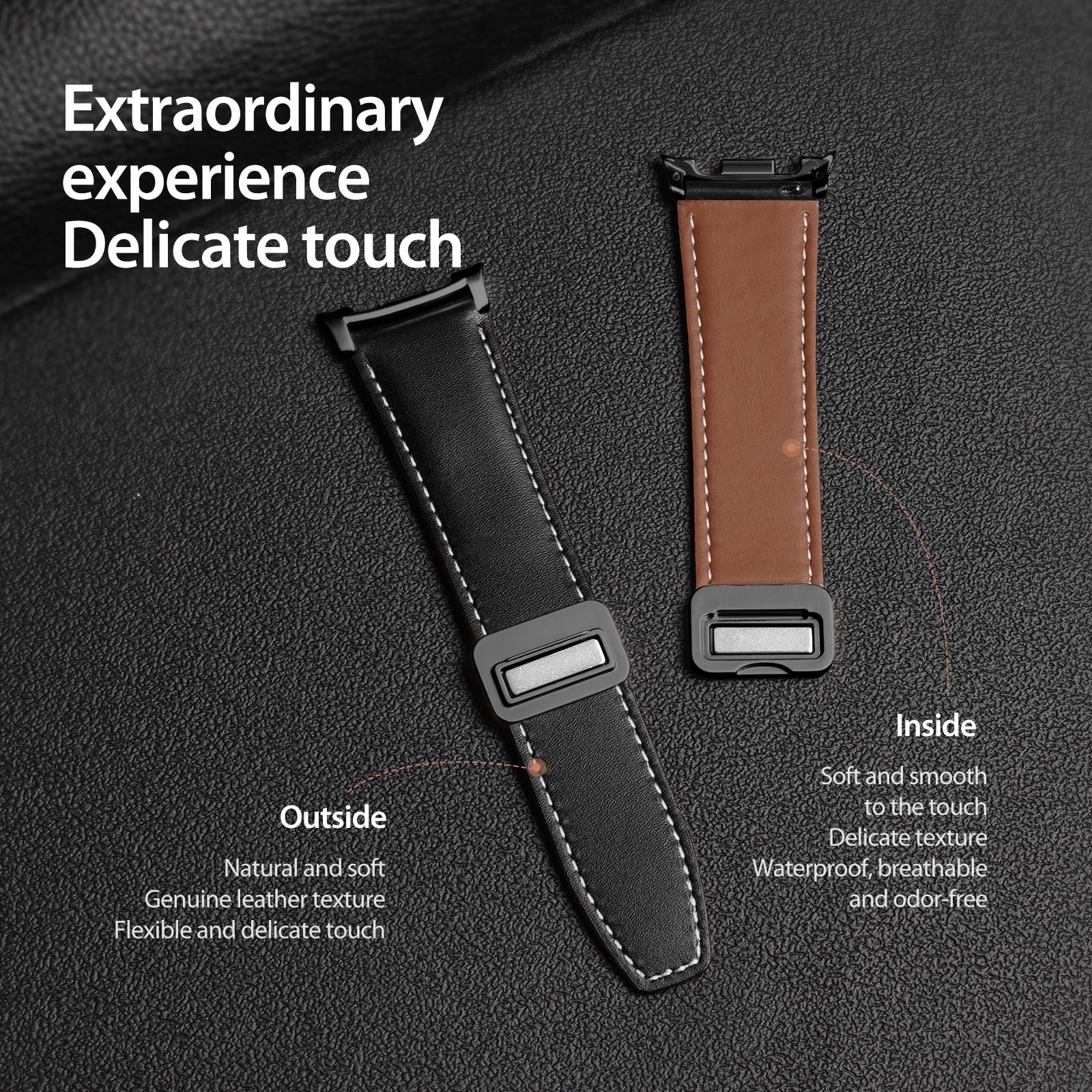 Samsung Galaxy Watch 8 40mm Rem i læder, Sort
