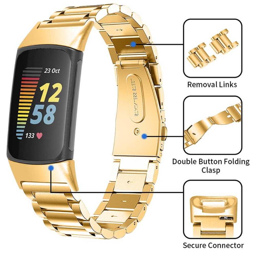 Fitbit Charge 6 Stilrent linkarmbånd i metal, Guld