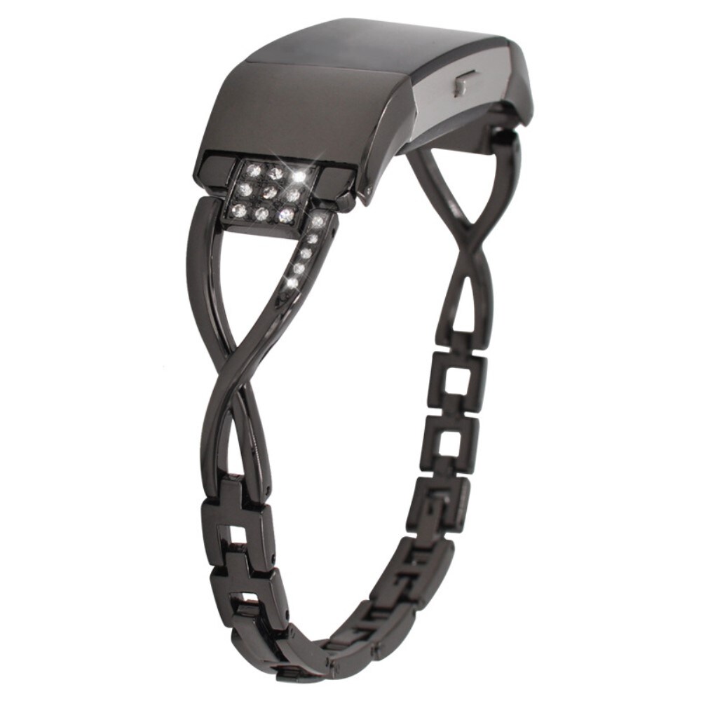Fitbit Charge 5 Smalt kædearmbånd med glitrende sten, Sort