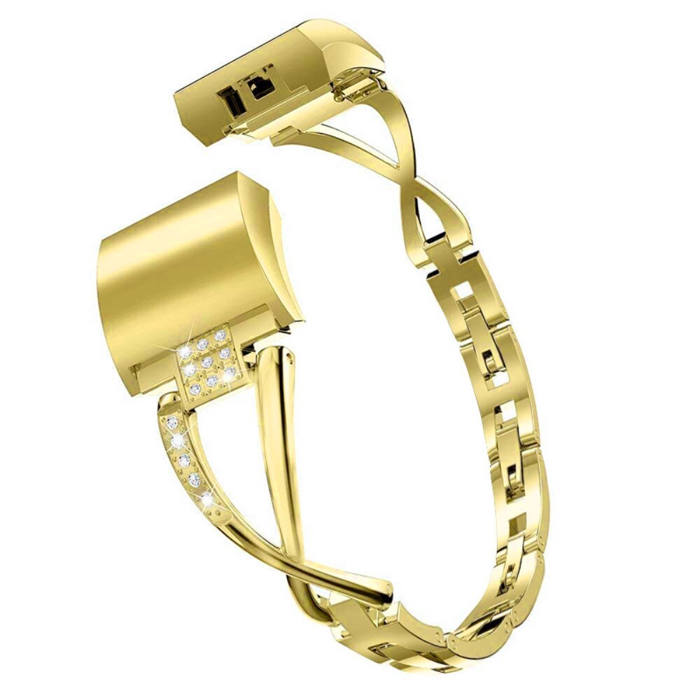 Fitbit Charge 5 Smalt kædearmbånd med glitrende sten, Guld