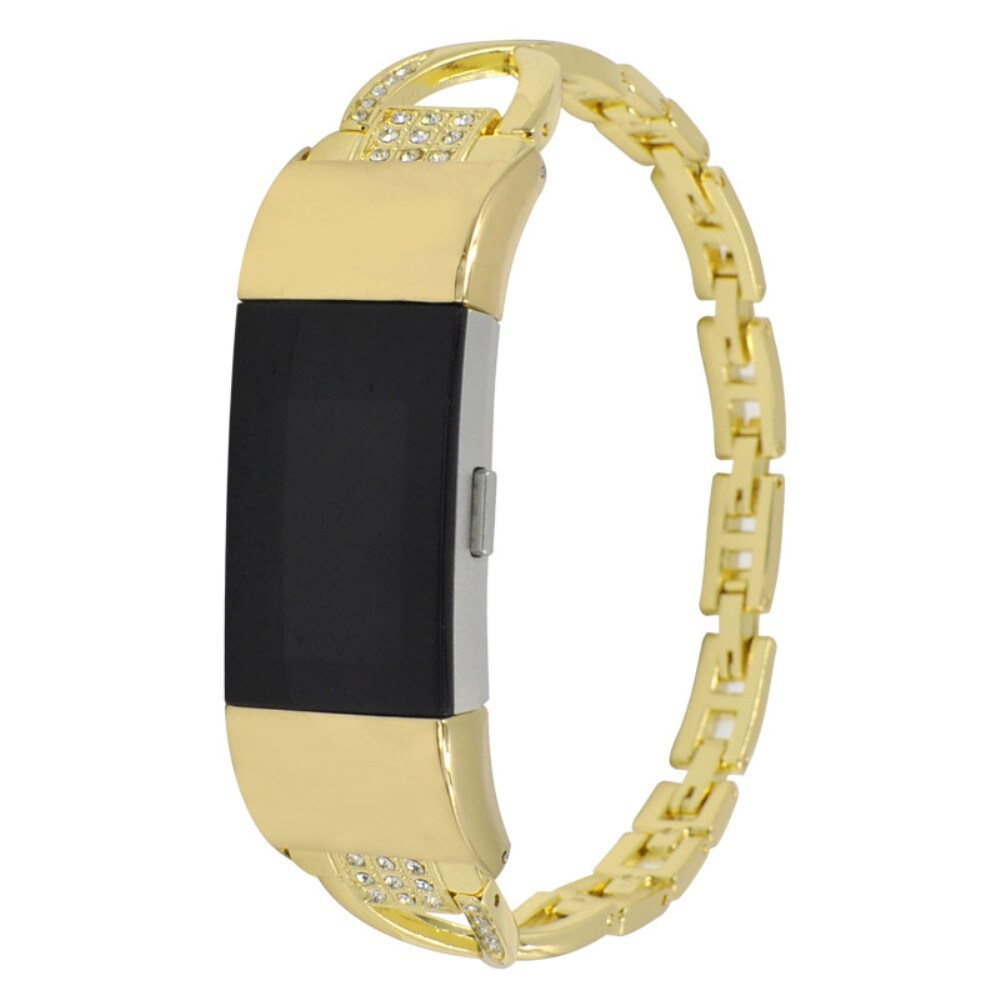 Fitbit Charge 5 Smalt kædearmbånd med glitrende sten, Guld