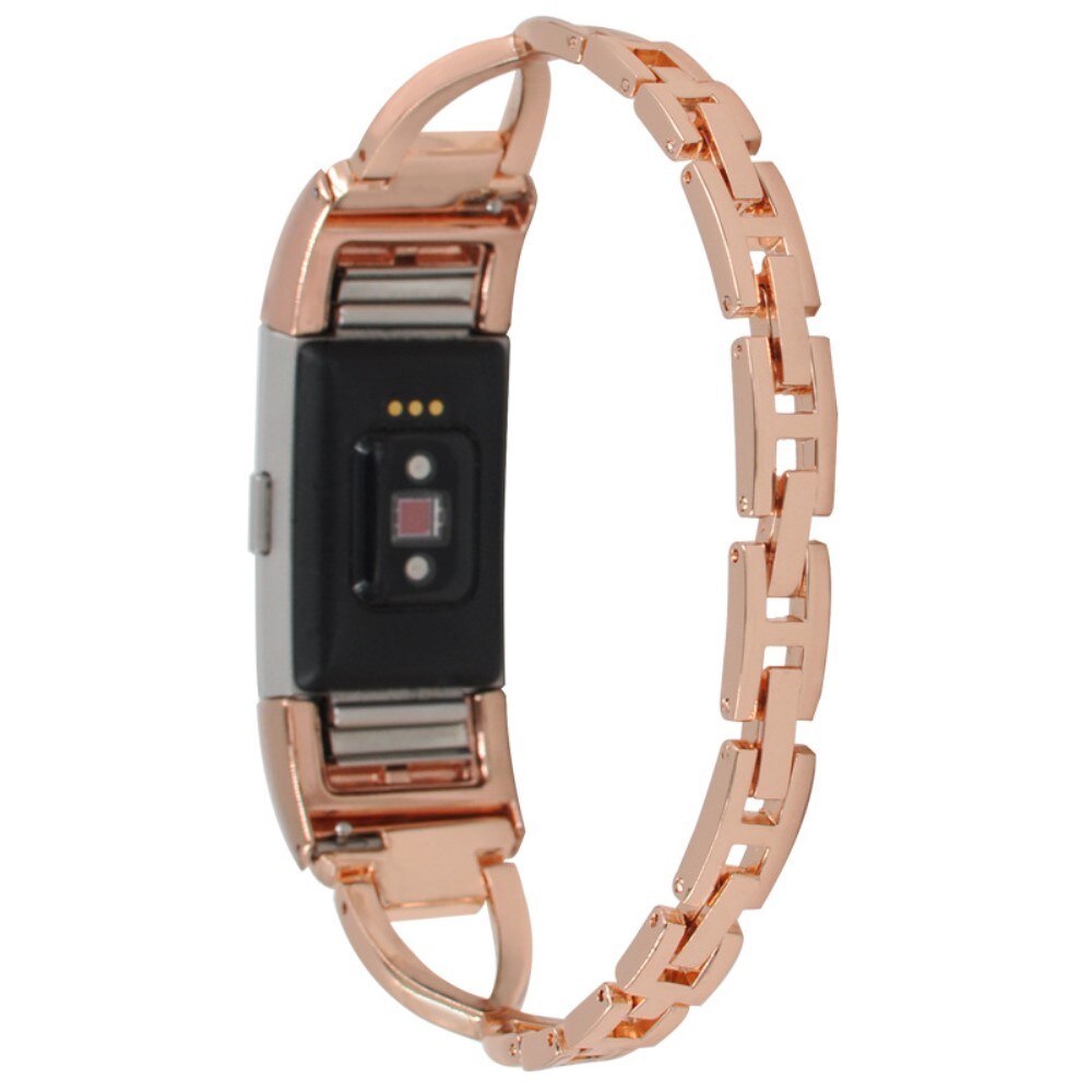 Fitbit Charge 5 Smalt kædearmbånd med glitrende sten, Rose guld