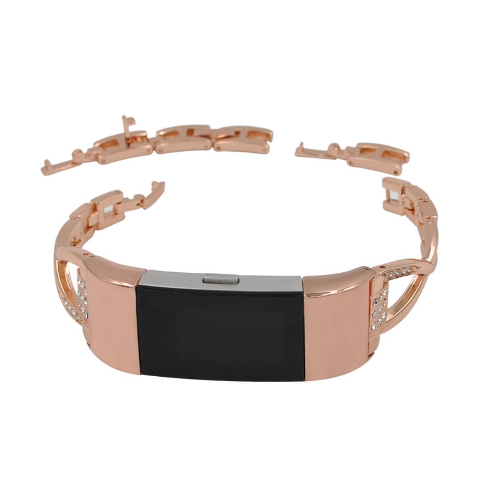 Fitbit Charge 5 Smalt kædearmbånd med glitrende sten, Rose guld