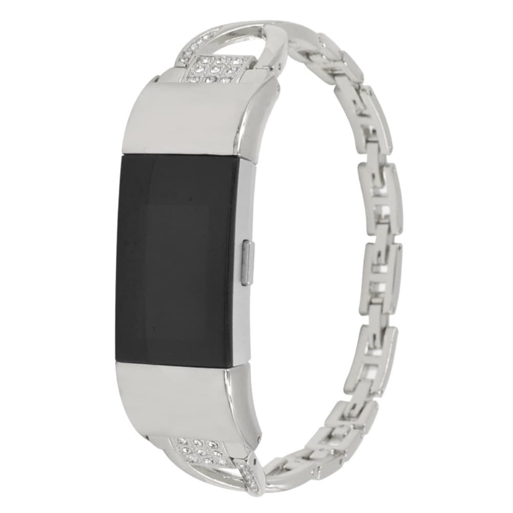 Fitbit Charge 5 Smalt kædearmbånd med glitrende sten, Sølv