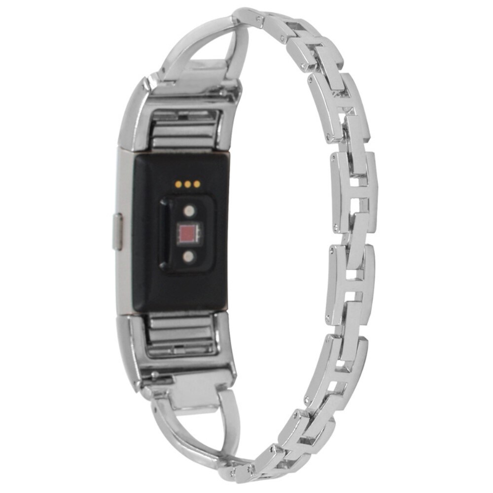 Fitbit Charge 5 Smalt kædearmbånd med glitrende sten, Sølv