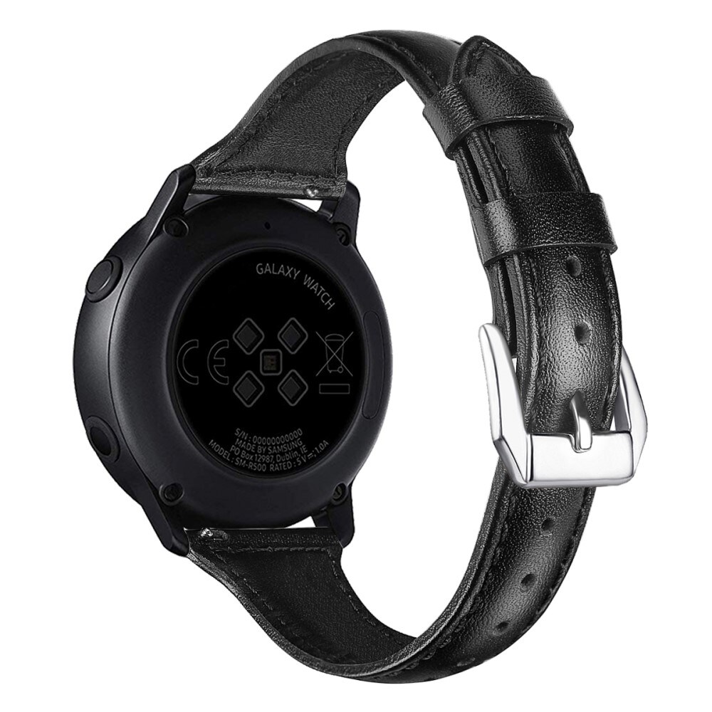Samsung Galaxy Watch 8 40mm Smalt armbånd i ægte læder, Sort
