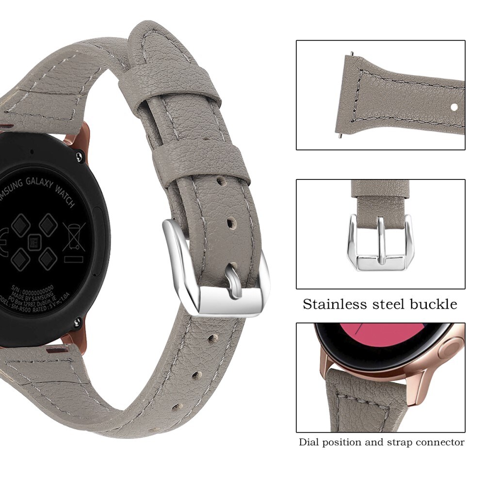 Samsung Galaxy Watch 8 40mm Smalt armbånd i ægte læder, Grå