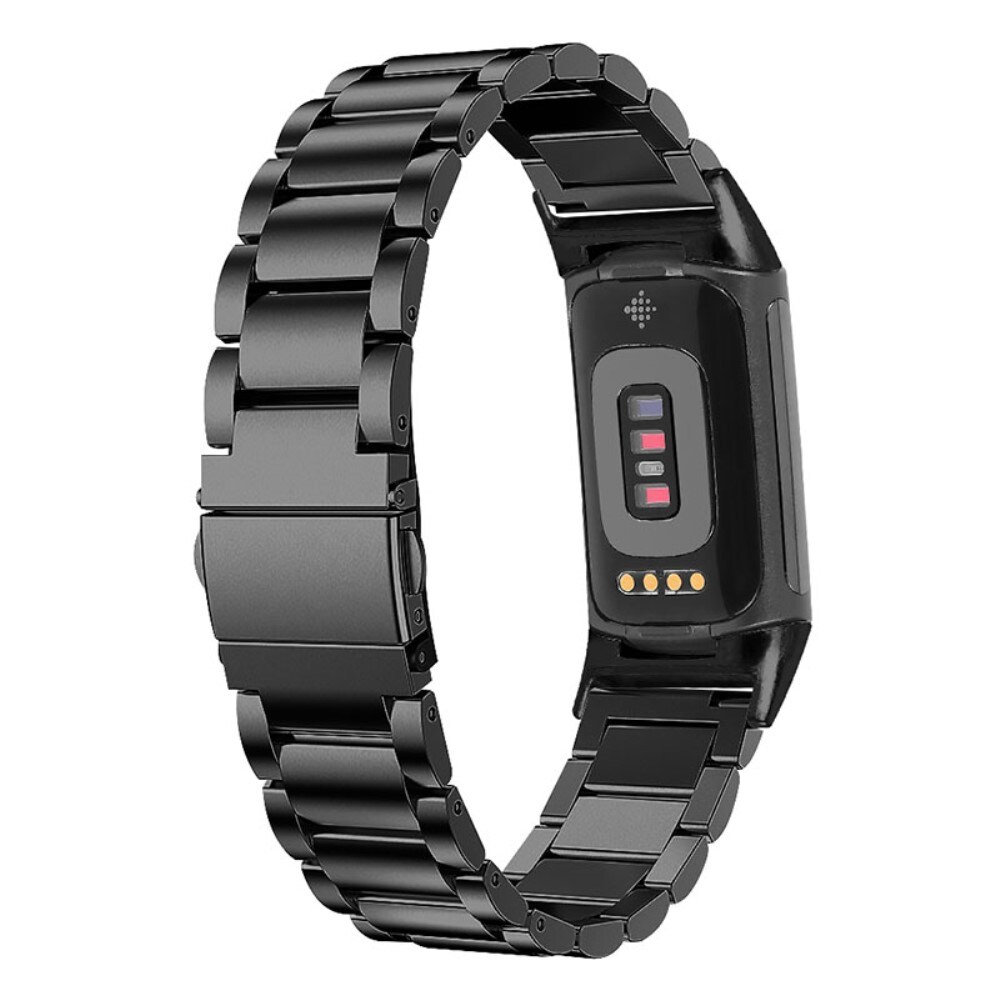 Fitbit Charge 5 Stilrent linkarmbånd i metal, Sort