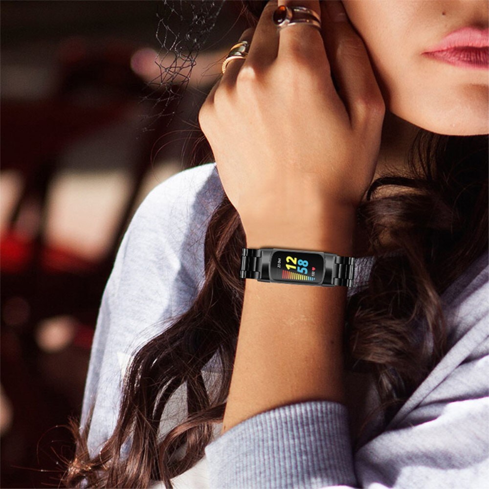 Fitbit Charge 5 Stilrent linkarmbånd i metal, Sort