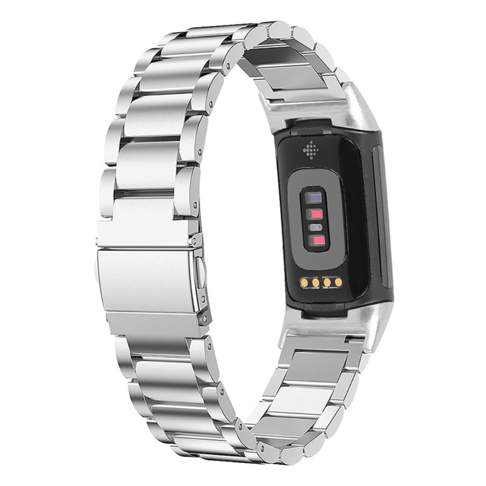 Fitbit Charge 6 Stilrent linkarmbånd i metal, Sølv