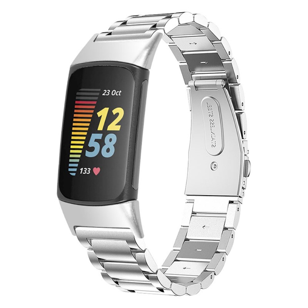 Fitbit Charge 5 Stilrent linkarmbånd i metal, Sølv