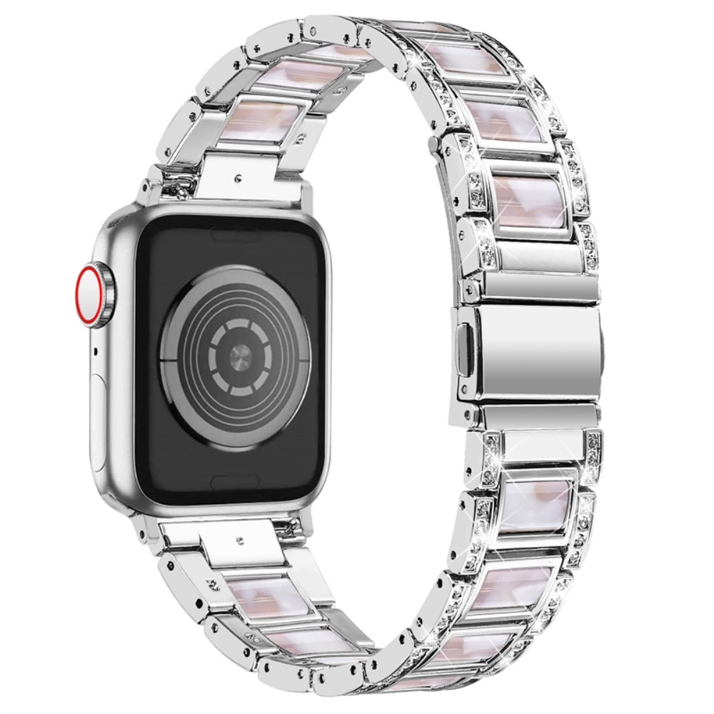 Apple Watch Series 11 42mm Armbånd i metal med fine sten, Silver Pearl