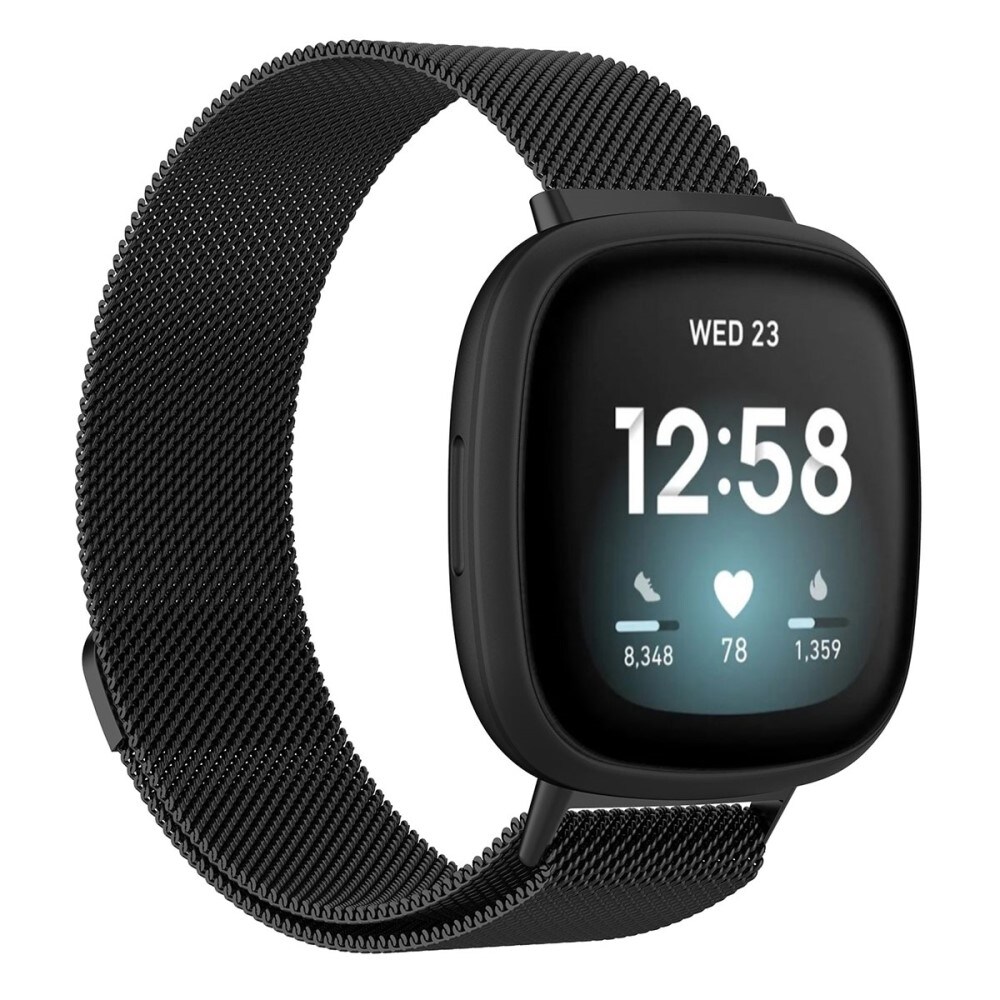Fitbit Sense/Versa 3 Armbånd Milanese Loop, Sort