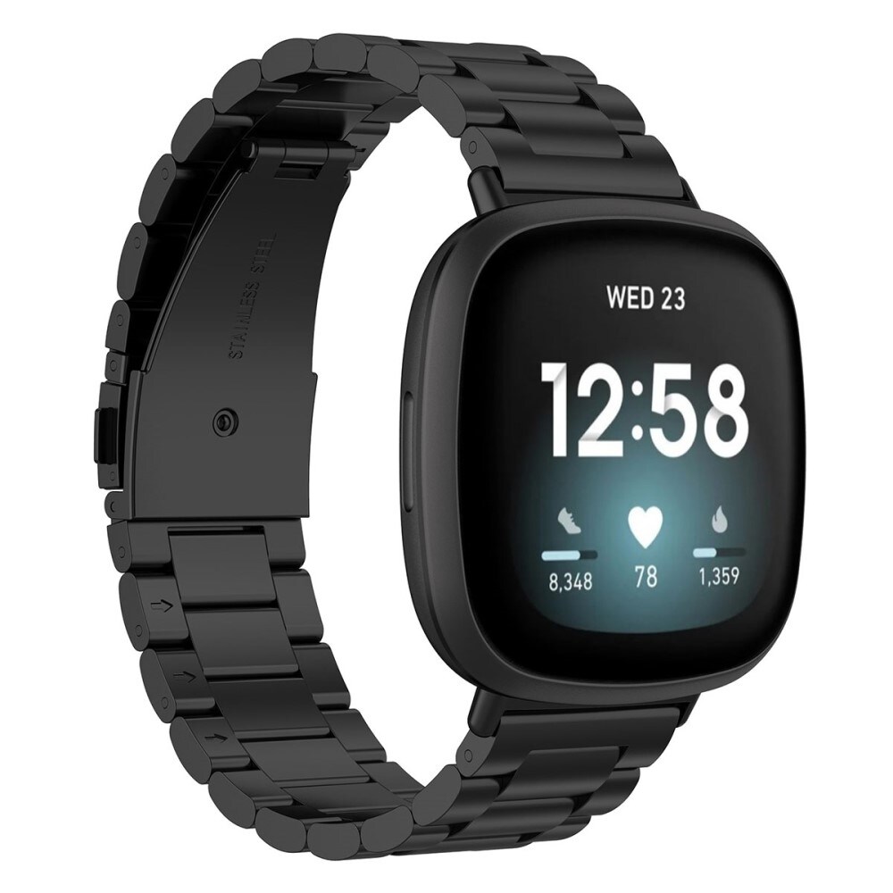 Fitbit Sense/Versa 3 Stilrent linkarmbånd i metal, Sort