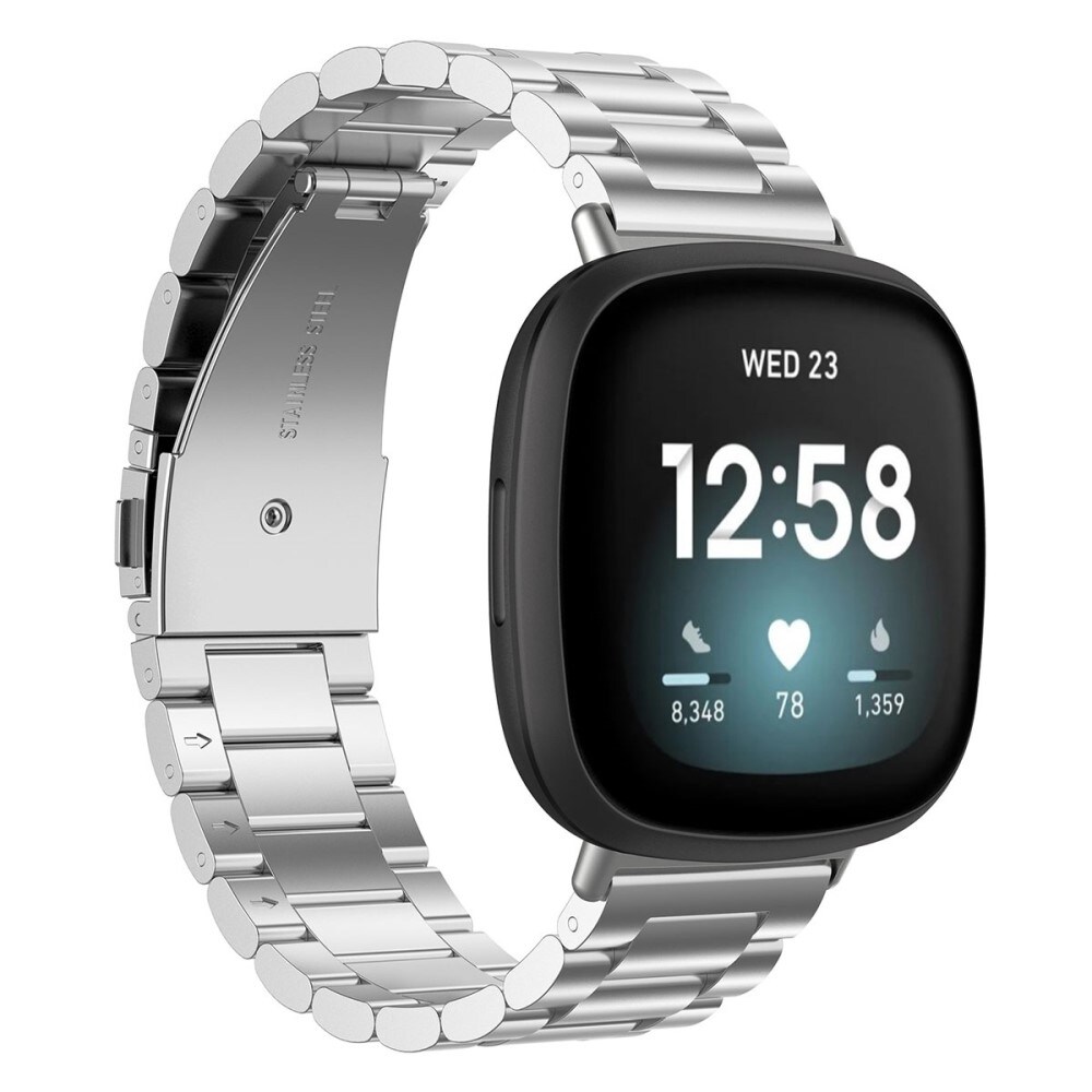 Fitbit Sense/Versa 3 Stilrent linkarmbånd i metal, Sølv