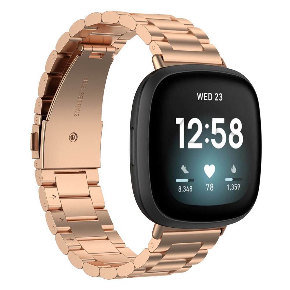 Fitbit Sense/Versa 3 Stilrent linkarmbånd i metal, Rose guld