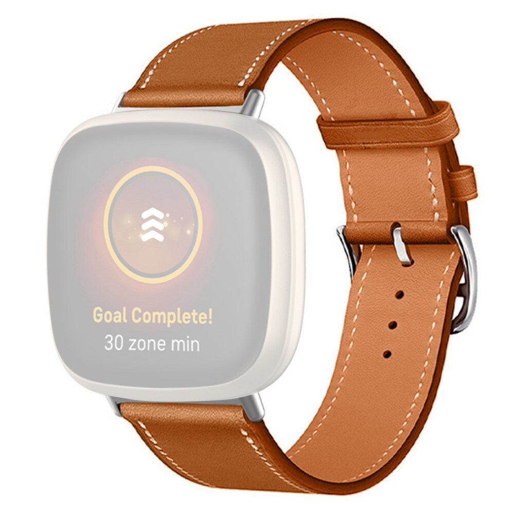 Fitbit Versa 4 Armbånd i ægte læder, Brun
