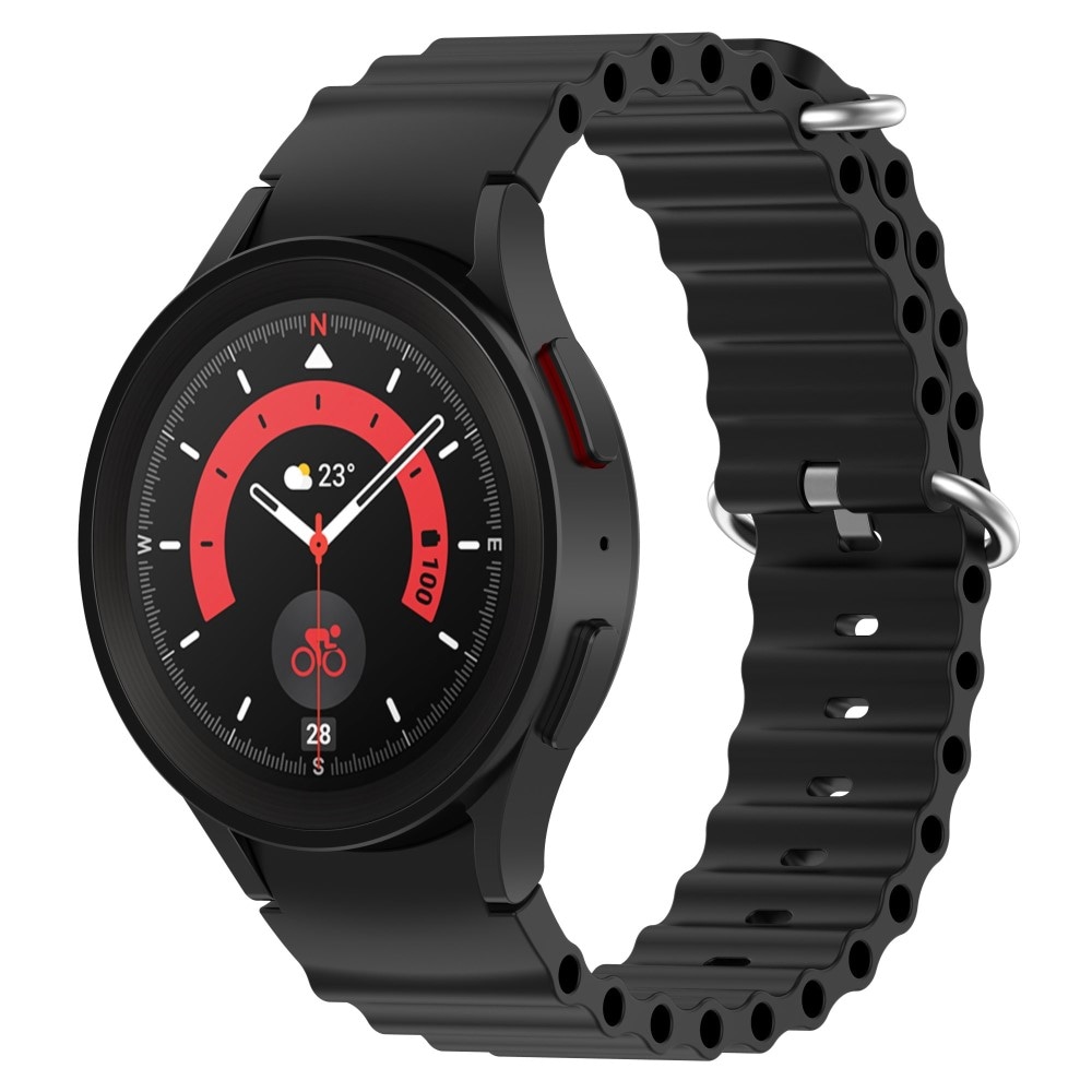 Samsung Galaxy Watch 4 44mm Sporty Full-fit armbånd i silikone, Sort