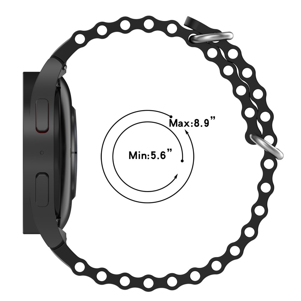 Samsung Galaxy Watch 4 44mm Sporty Full-fit armbånd i silikone, Sort