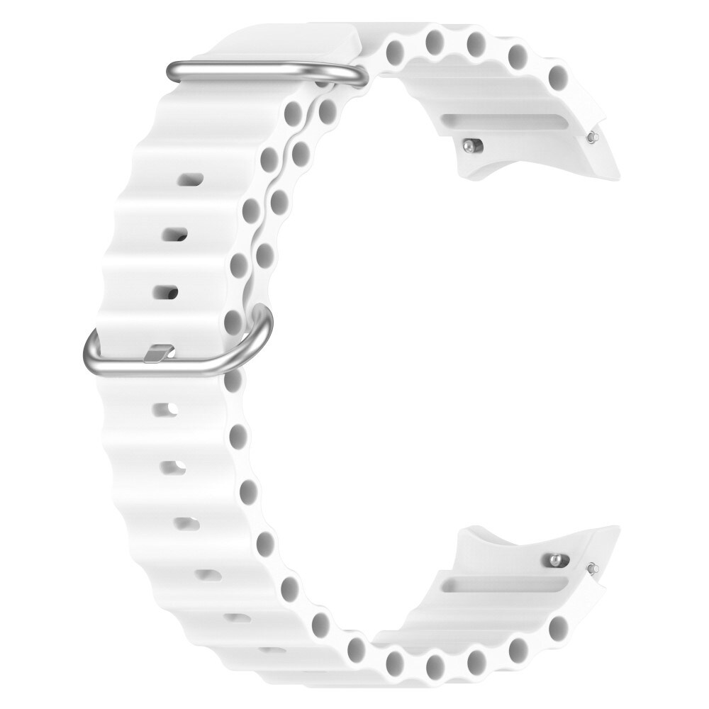 Samsung Galaxy Watch 4 44mm Sporty Full-fit armbånd i silikone, Hvid