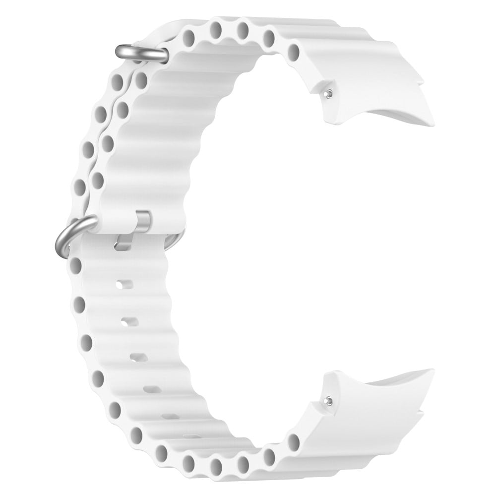 Samsung Galaxy Watch 4 44mm Sporty Full-fit armbånd i silikone, Hvid