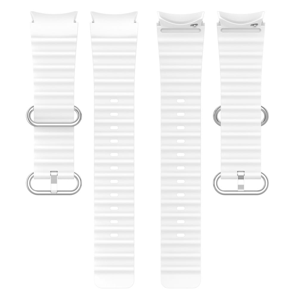 Samsung Galaxy Watch 4 44mm Sporty Full-fit armbånd i silikone, Hvid