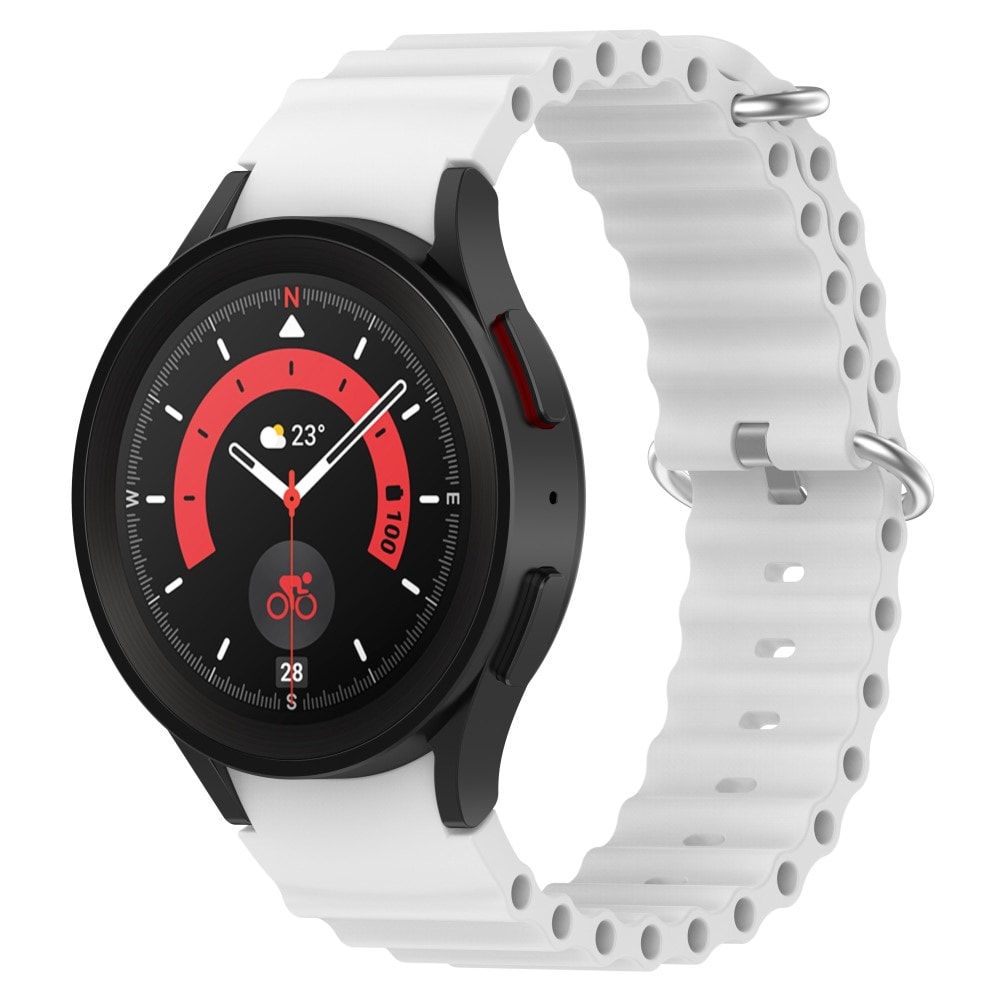 Samsung Galaxy Watch 4 44mm Sporty Full-fit armbånd i silikone, Hvid