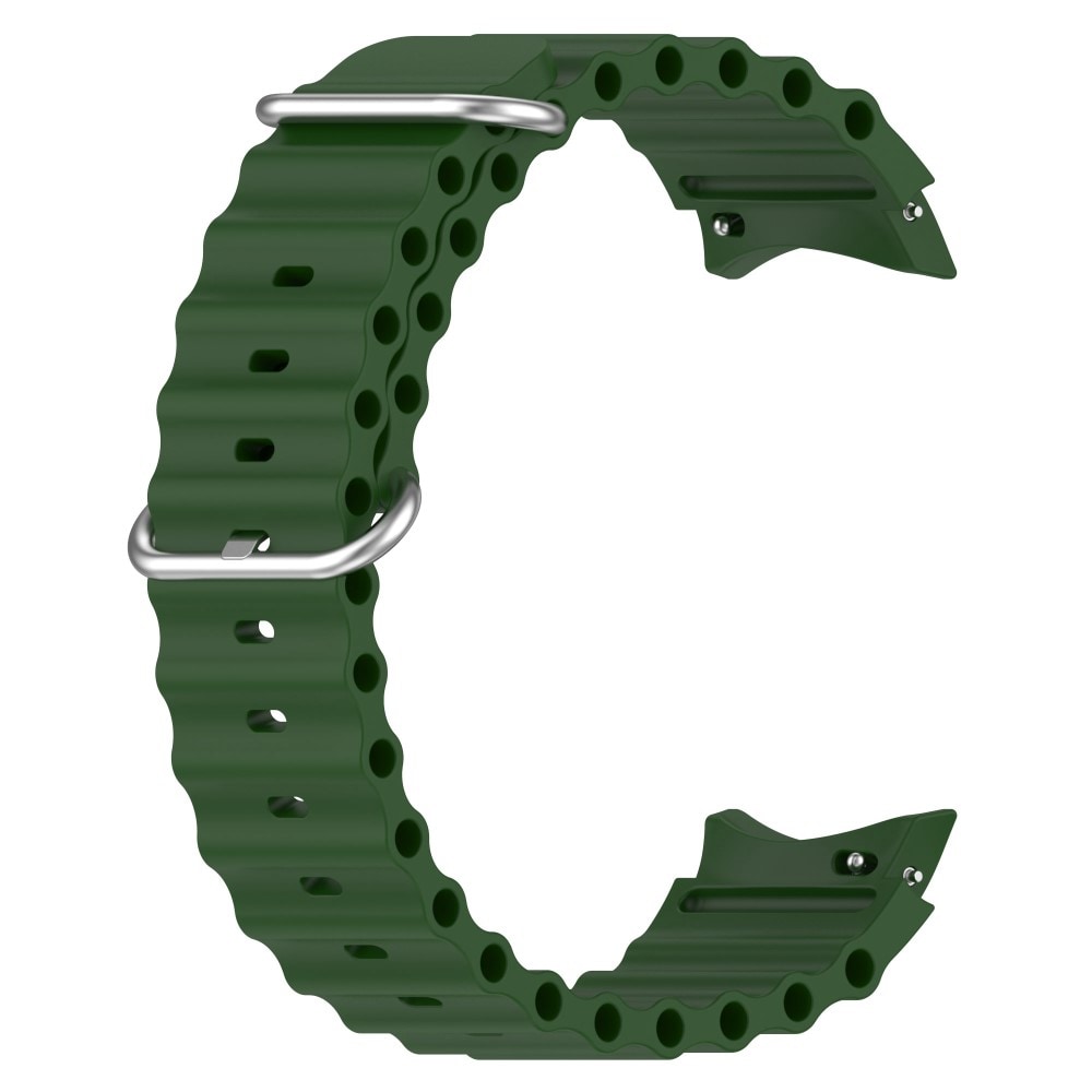 Samsung Galaxy Watch 4 44mm Sporty Full-fit armbånd i silikone, Mørkegrøn