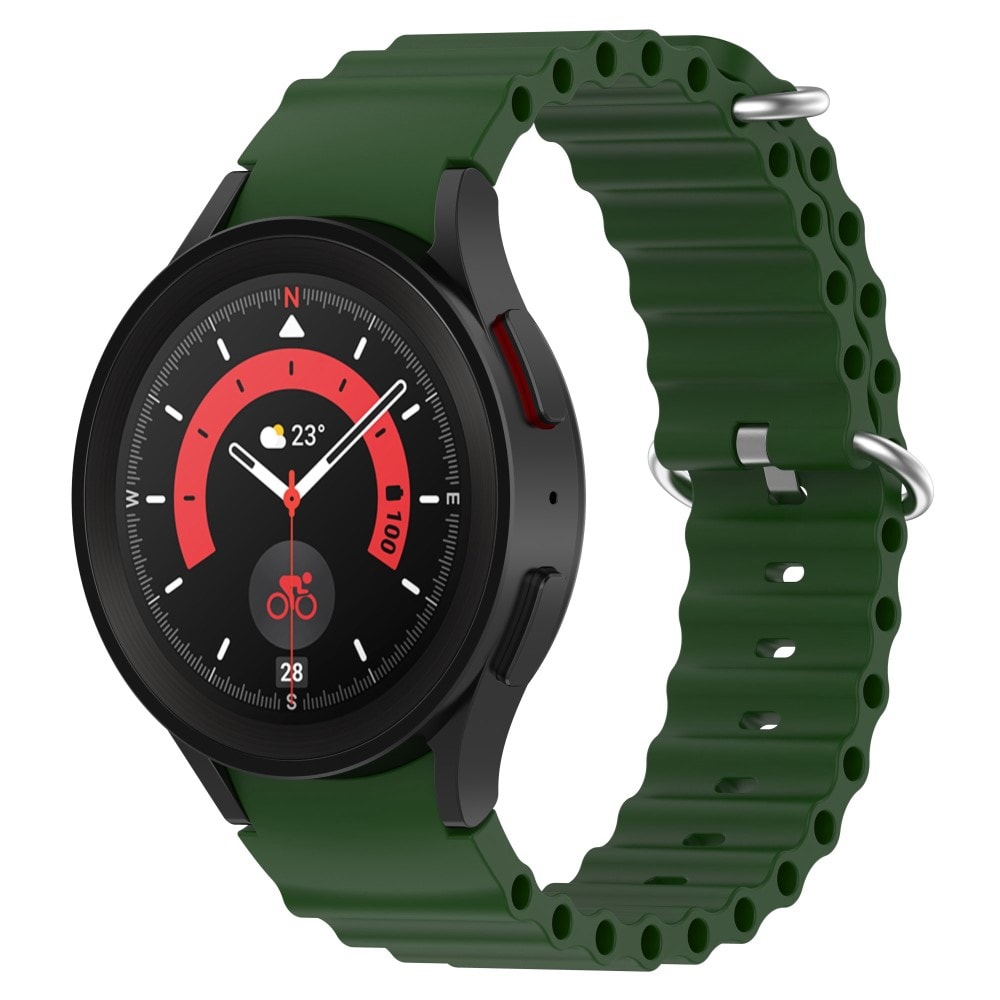 Samsung Galaxy Watch 4 44mm Sporty Full-fit armbånd i silikone, Mørkegrøn