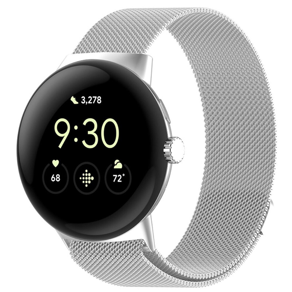 Google Pixel Watch 4 45mm Armbånd Milanese Loop, Sølv