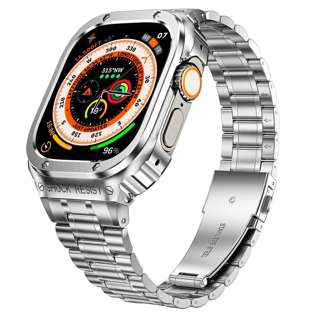 Apple Watch Series 8 41mm Robust armbånd med indbygget cover Full Metal, Guld