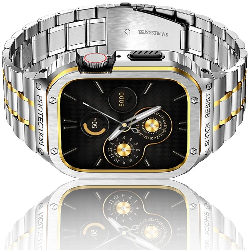 Apple Watch Ultra 49mm 2nd Gen Robust armbånd med indbygget cover Full Metal, Sølv