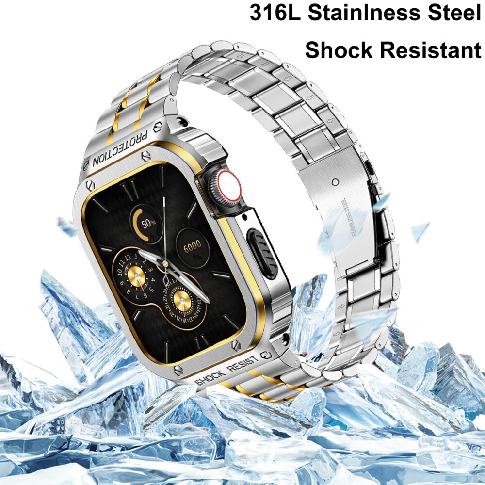 Apple Watch Ultra 49mm 2nd Gen Robust armbånd med indbygget cover Full Metal, Sølv