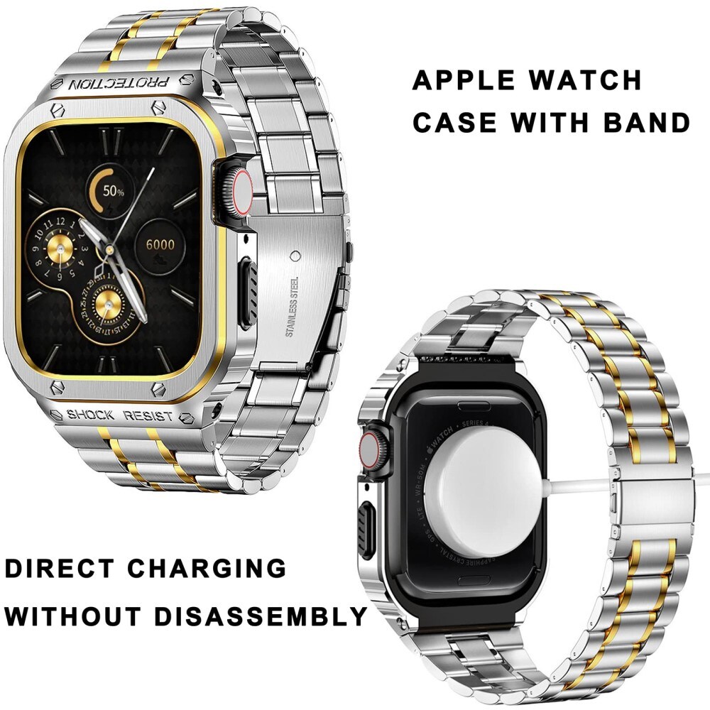 Apple Watch Ultra 49mm 2nd Gen Robust armbånd med indbygget cover Full Metal, Sølv