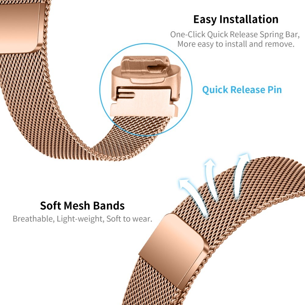 Fitbit Inspire 3 Armbånd Milanese Loop, Rose guld