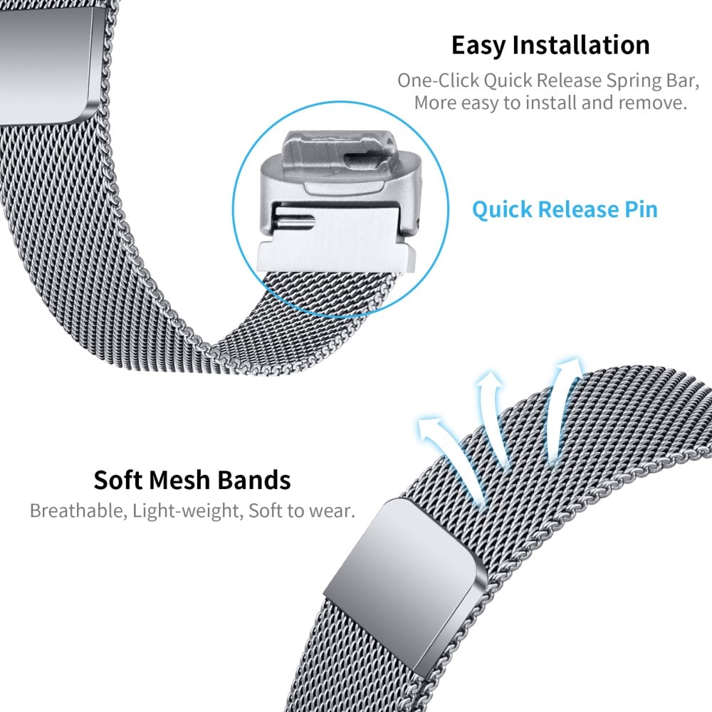 Fitbit Inspire 3 Armbånd Milanese Loop, Sølv