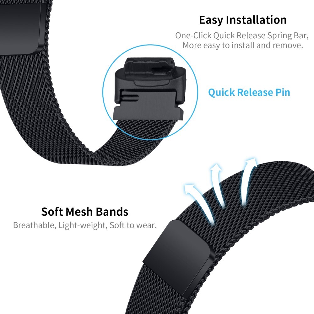 Fitbit Inspire 3 Armbånd Milanese Loop, Sort