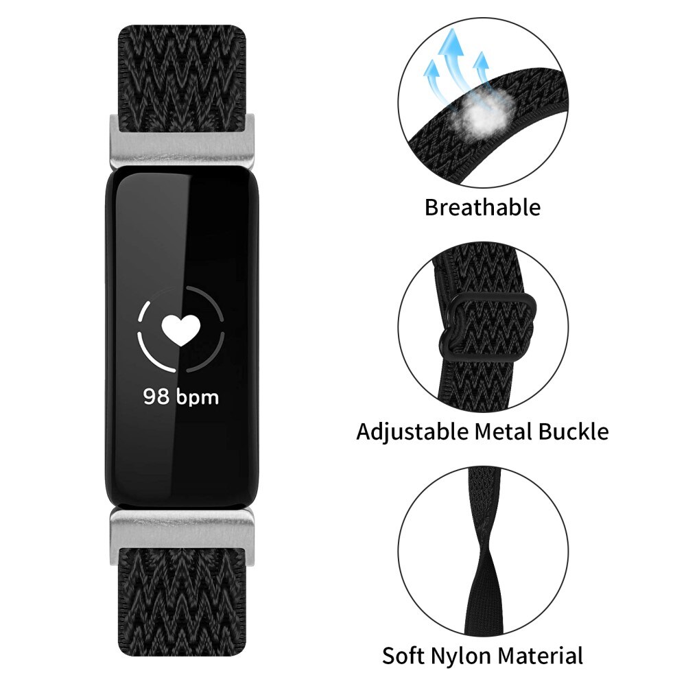 Fitbit Inspire 3 Elastisk armbånd i vævet nylon, Sort